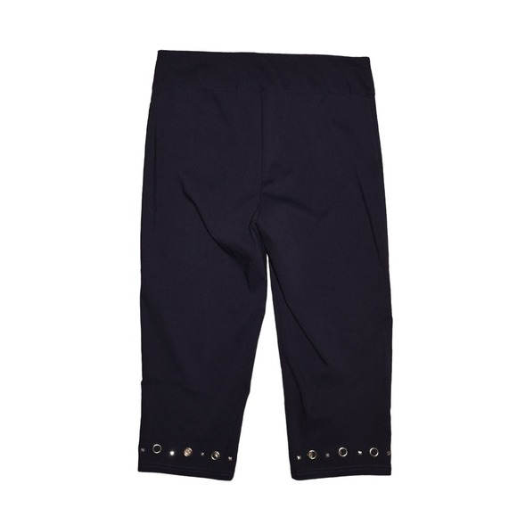 ZAC & RACHEL NEW $50 Stretch Woven Grommet Studded Slim Crop Pant Navy Size 12‎ - Picture 2 of 4